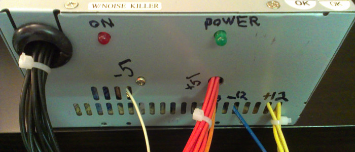 A computer PSU is an inexpensive way to get a variety of well-regulated voltages and it can support around 500 watts of power.