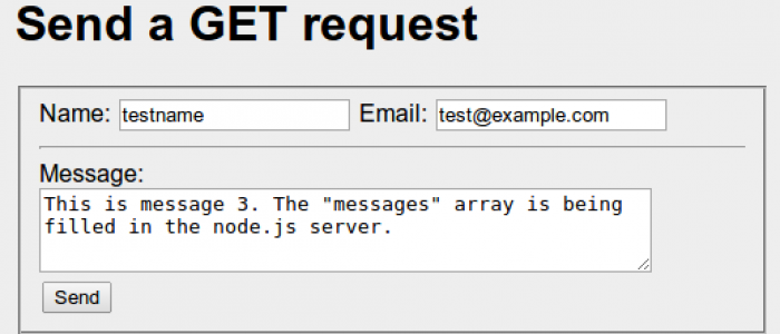 A screenshot of the main page, which is the static form.html file