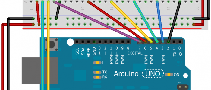 A wiring diagram for a simple hardware interface for a simple drawing program