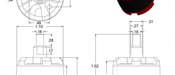 A dimensional drawing of the motor