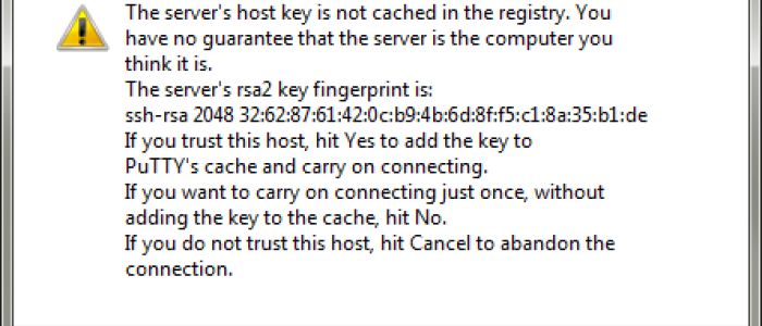 The first time connection fingerprint warning