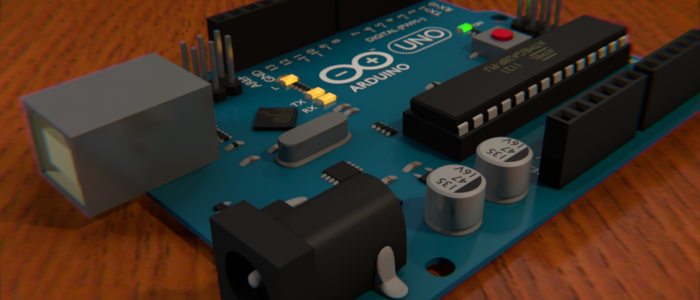 The finished Arduino Uno 3D model in Blender